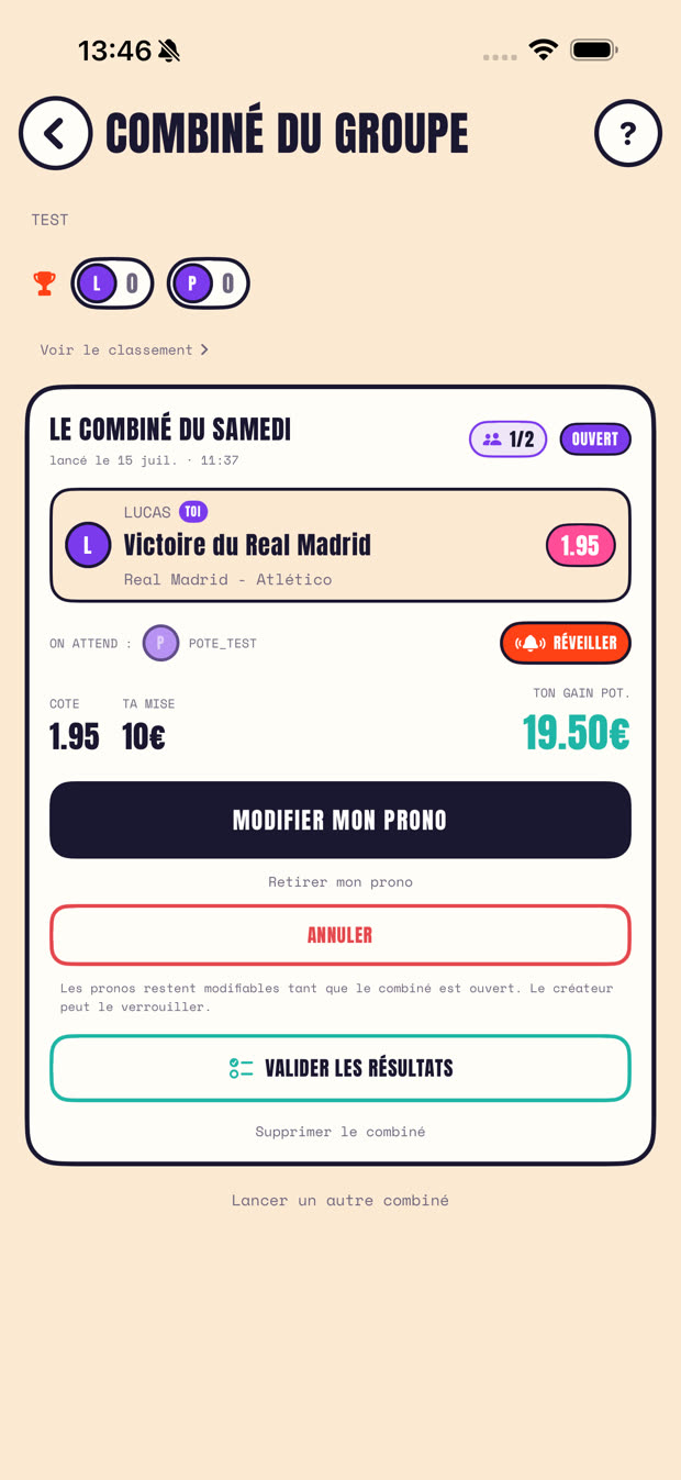 Le combiné de groupe SociaBet