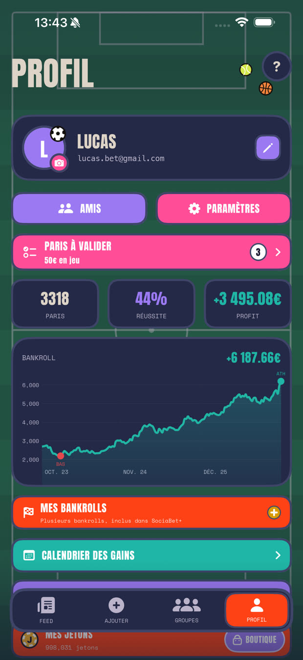 Le profil avec le thème stade de nuit